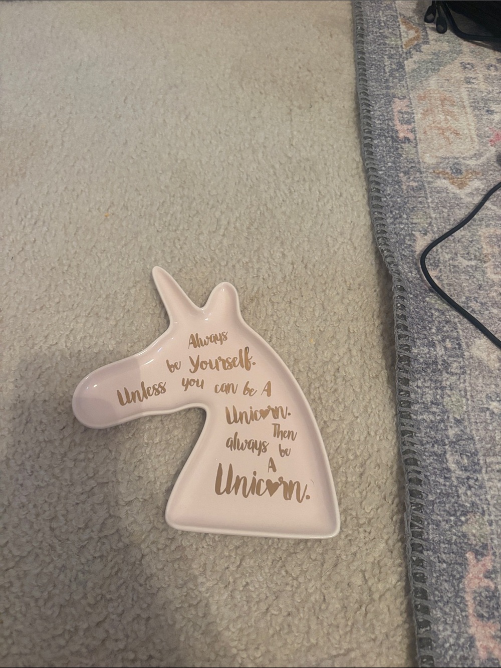 Pink Unicorn Wall Dish with Gold Script Accent